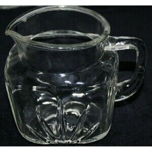 VINTAGE CLEAR CUT GLASS SQUARE TEA PITCHER